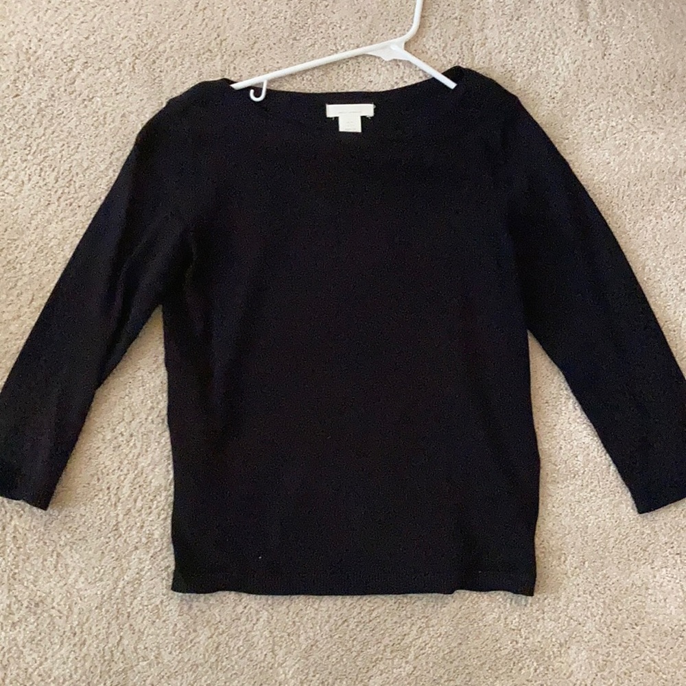 H&M Black Boat Neck 3/4 Sleeve Sweater